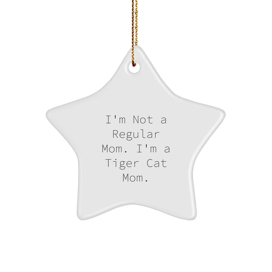 Funny Tiger Cat Mom Gifts from Mom to Tiger Cat Fan Star Ornament Christmas Unique Decoration - Image 1