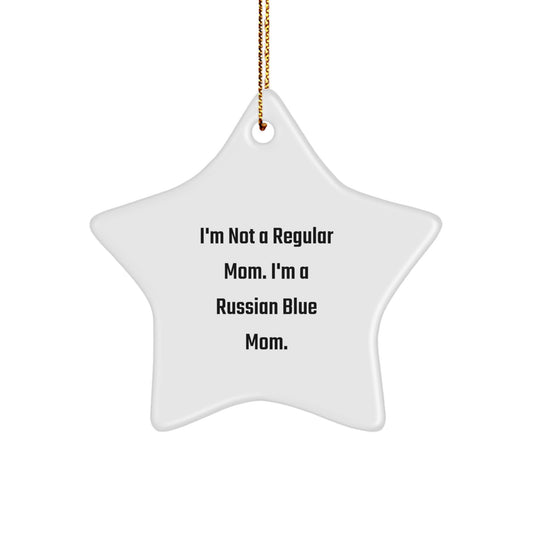 Funny Russian Blue Cat Christmas Star Ornament Gifts from Mom to Russian Blue Cat Lover - Image 1