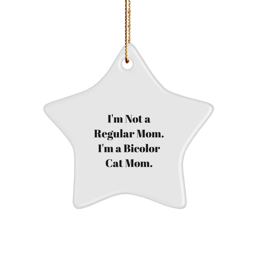 Funny Bicolor Cat Mom Gifts from Family for Christmas Star Ornament - Image 1