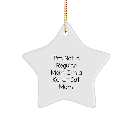 Funny Korat Cat Mom Star Ornament Gift for Korat Cat Lover - White Star Shaped, Christmas Unique Gifts from Mom to Korat Cat Owner - Image 1