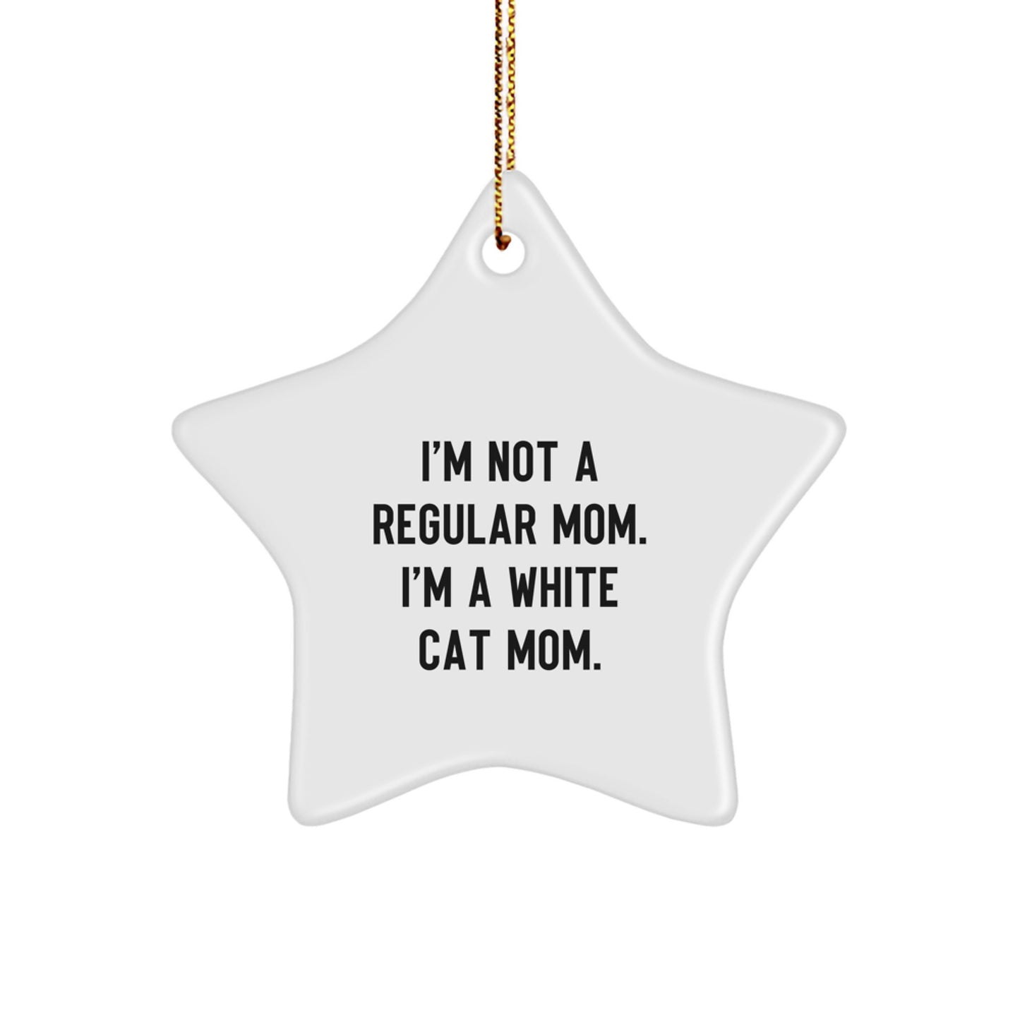 Funny White Cat Mom Star Ornament Gifts from Family for White Cat Lover Christmas - Image 1