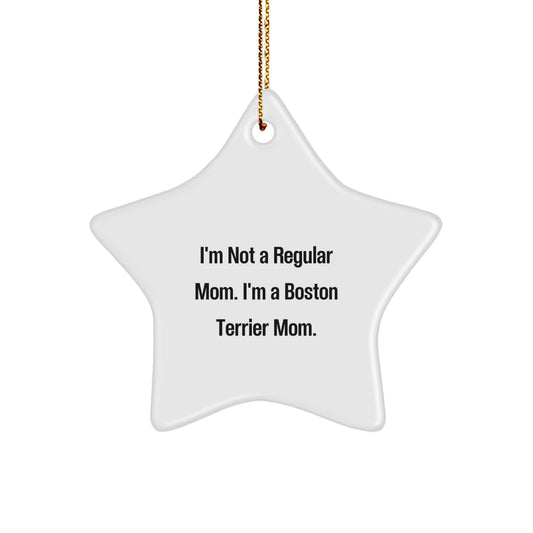 Funny Boston Terrier Mom Gifts for Friends - Boston Terrier Dog Star Ornament, White, 3.25'' Tall, Sublimation Print, Christmas Unique Presents from Friends to Boston Terrier Dog Family - Image 1