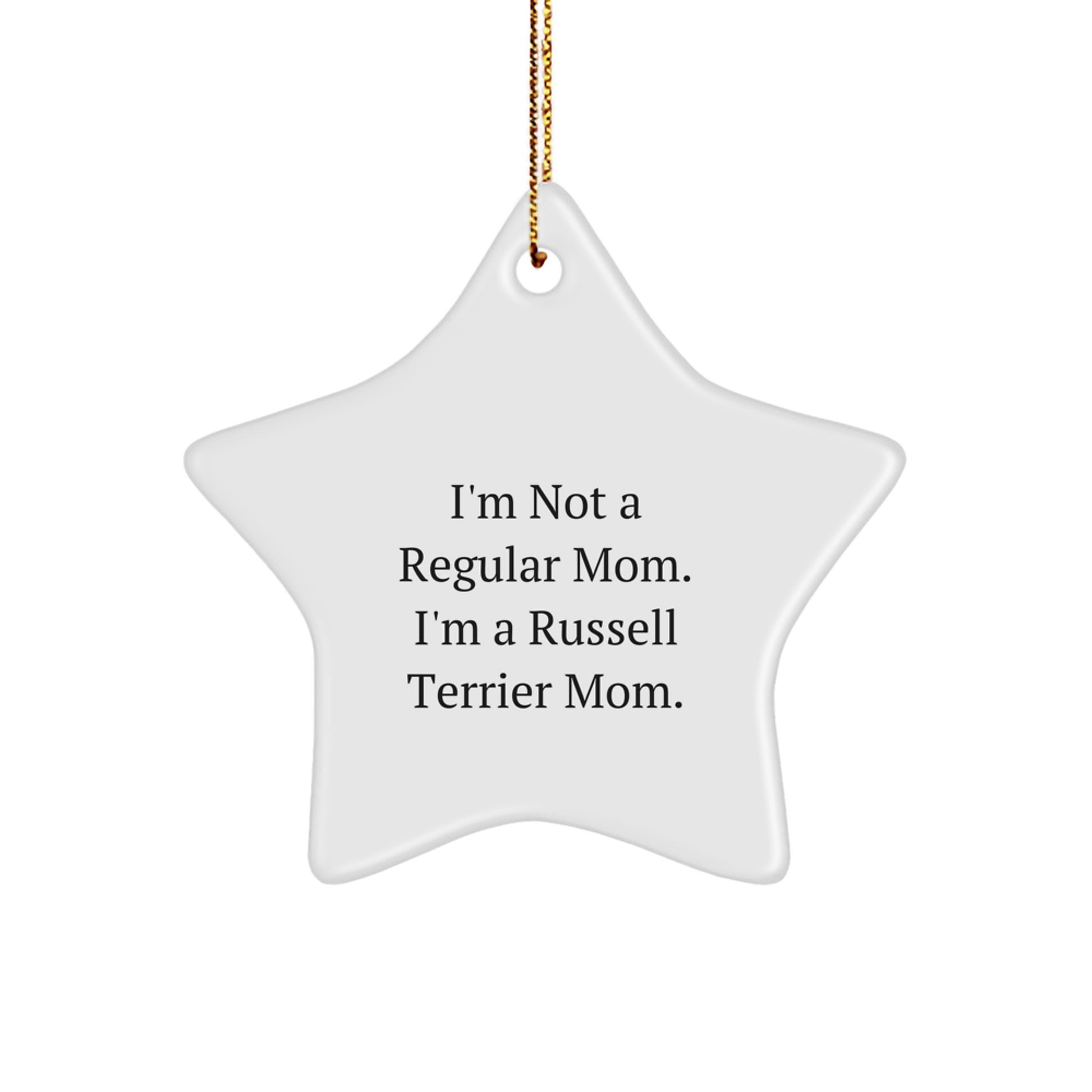 Funny Russell Terrier Dog Mom Gifts from Mom for Russell Terrier Dog Christmas Unique Ornaments - 'I'm Not A Regular Mom. I'm A Russell Terrier Mom.' Star Shaped Decor - Image 1
