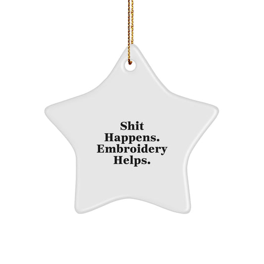 Funny Embroidery Star Ornament Gifts from Family, Friends, Coworkers for Embroidery Lovers - Christmas Unique Gifts - Image 1