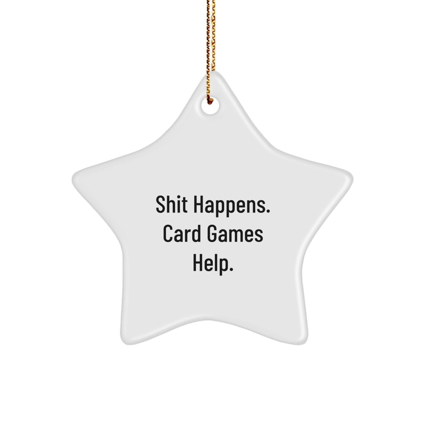 Christmas Unique Gift for Her Card Games Star Ornament, Present White - Image 1