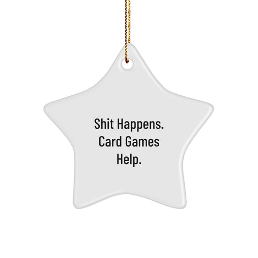 Christmas Unique Gift for Her Card Games Star Ornament, Present White - Image 1