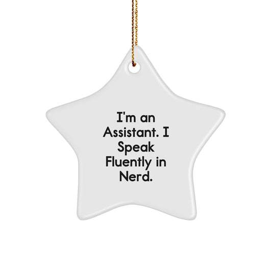 Funny Assistant Gifts from Men, Women, or Friends for Assistant - Star Ornament I'm An Assistant. I Speak Fluently In genius. - Image 1
