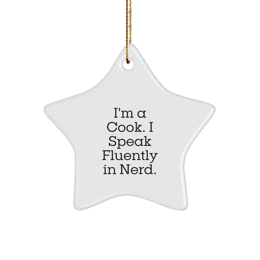 Funny Quirky Cook Star Ornament Gifts from Men to Friends, Unique Christmas Decorations for Cook Enthusiasts, Fluently geniusy Star Shaped MDF Decor - Image 1