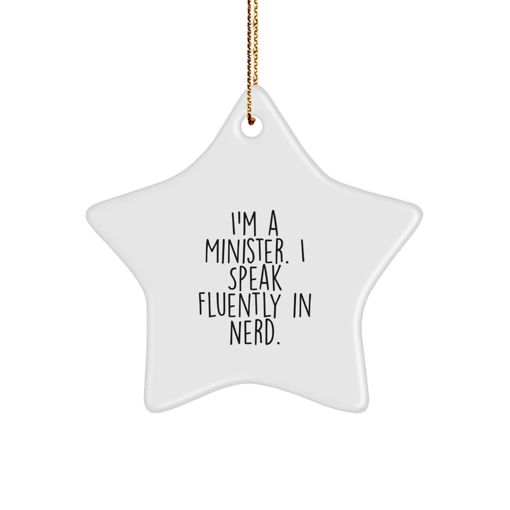 Funny Minister Gifts for Him - 'I Speak Fluently In genius.' - White Star Ornament, Christmas Unique Decorations for Minister from Friends - Image 1