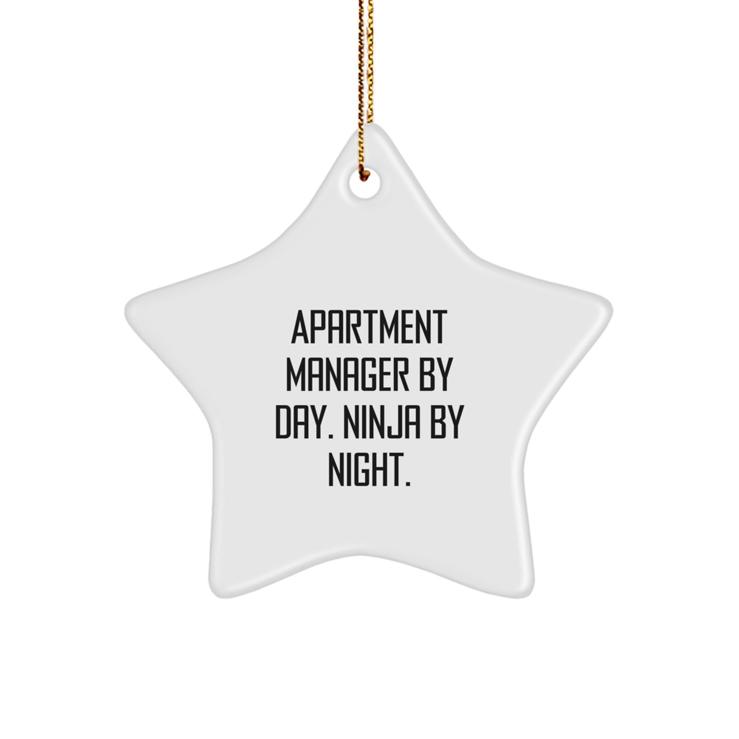 Funny Apartment Manager Gifts from Friends, Star Ornament, Christmas Unique Office Decorations for Apartment Managers By Day. Ninja By Night. - Image 1