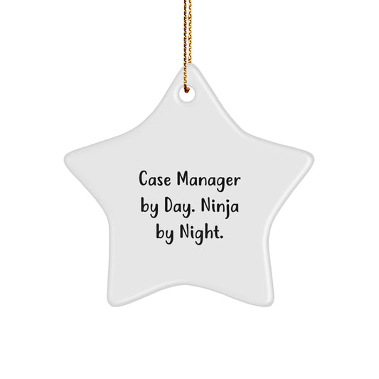Funny Case Manager Gifts by Day Star Ornament, Ninja By Night, for Case Manager, Star Shaped, Christmas Unique Gifts from Friends or Family - Image 1