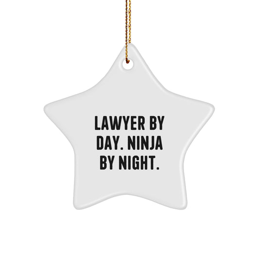 Funny Lawyer Gifts by Day Star Ornament for Men Lawyer Christmas Unique Gifts from Family - Lawyer By Day Ninja By Night - Image 1