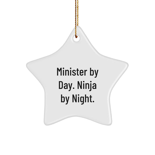 Funny Minister Gifts for Men - Minister by Day Ninja by Night Star Ornament Christmas Unique Gifts from Friends and Family - Image 1