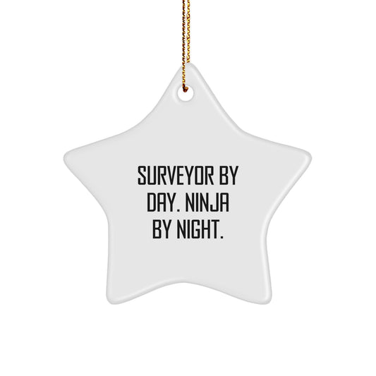Funny Star Ornament for Surveyor Gifts from Men, Unique Christmas Decorations for Surveyor By Day Ninja By Night. - Image 1