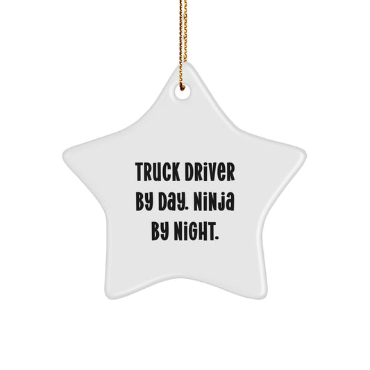 Funny Truck Driver Gifts From Friends, Star Ornament for Christmas Unique Presents for Men Truck Drivers - Image 1