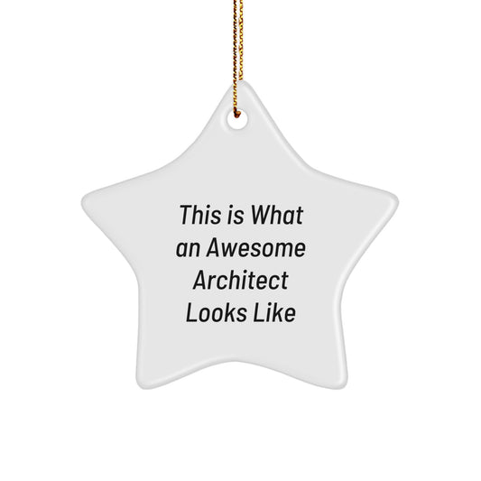 Funny Architect Gifts, Star Ornament for Christmas Unique Gifts from Men, Women, Friends to Family, 'This Is What An Awesome Architect Looks Like' Inspirational Star Shaped Decor - Image 1