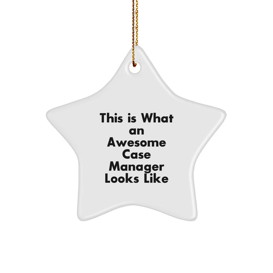 Funny Case Manager Gifts from Friends, Christmas Unique Star Ornament, This Is What An Awesome Case Manager Looks Like Quote for Case Manager, Star Ornament Decoration - Image 1