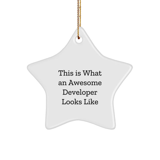 Funny Developer Gifts from Men - This Is What An Awesome Developer Looks Like, Star Ornament for Christmas Unique Gifts for Developer Friends - Image 1