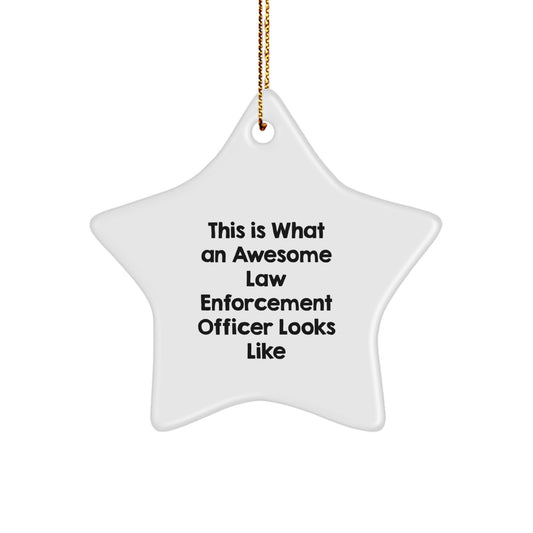 Funny Law Enforcement Officer Gifts from Men or Women - This Is What An Awesome Law Enforcement Officer Looks Like Star Ornament for Christmas Unique Gifts - Image 1