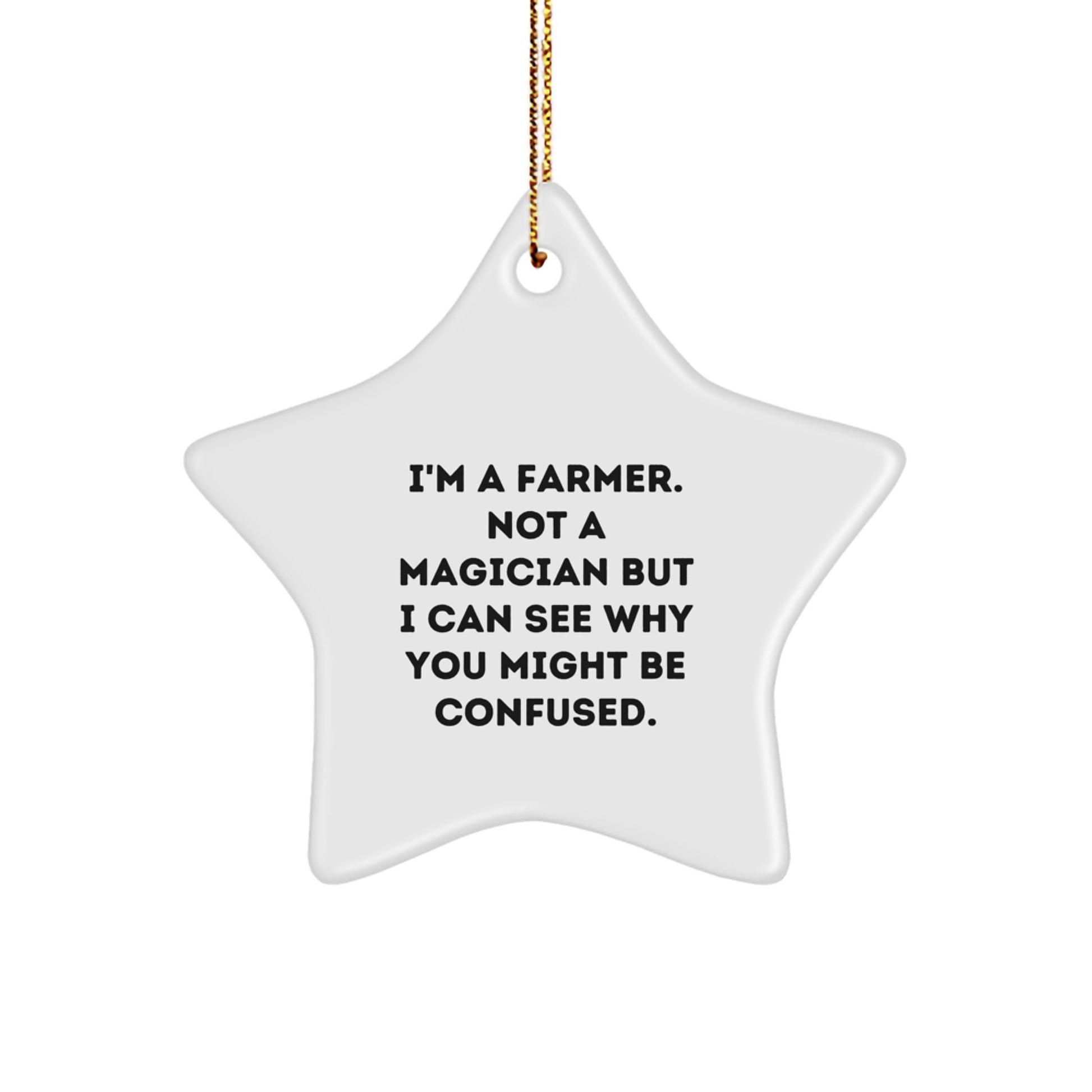 Funny Farmer Christmas Star Ornament Gifts from Friends and Family - 'I'm a Farmer. Not a Magician...' - Image 1
