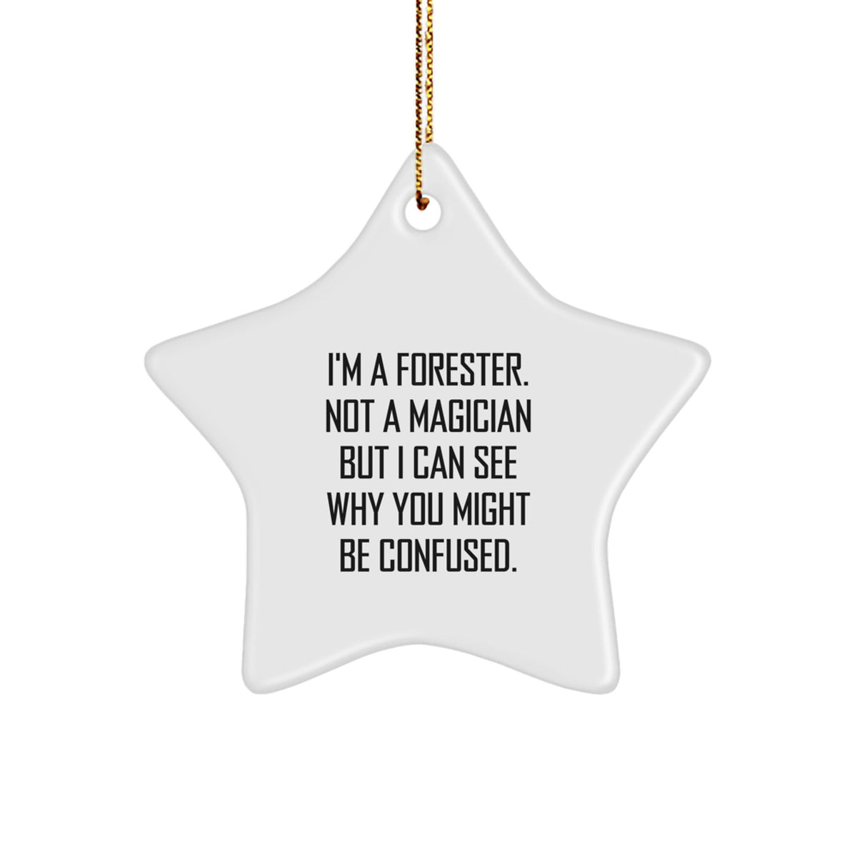 Funny Forester Christmas Unique Gifts from Men for Forester Friends Star Ornament, I'm A Forester, Not A Magician But, White Star Shaped Decorations - Image 1