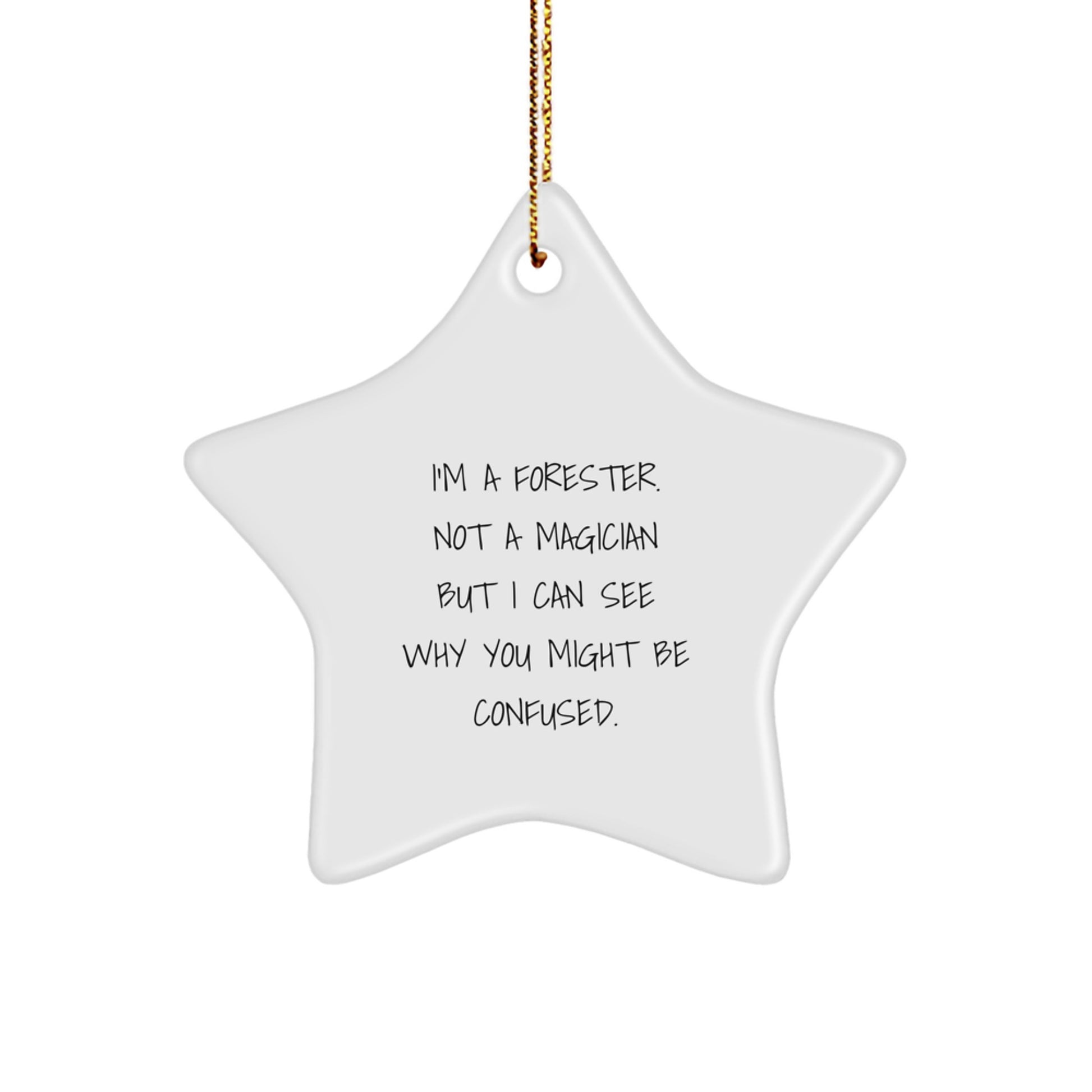Funny Forester Gifts from Friends - Star Ornament for Forester Men or Women - 'I'm A Forester Not A Magician' Christmas Unique Gifts - Image 1