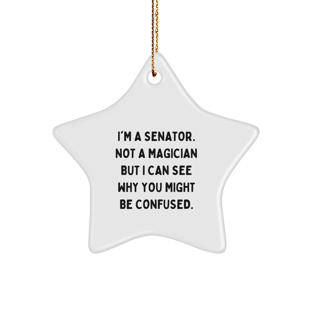Senator Gifts, Funny Star Ornament, 'I'm A Senator. Not A Magician...', Gifts from Family for Senator, Unique Christmas Unique Gifts - Image 1