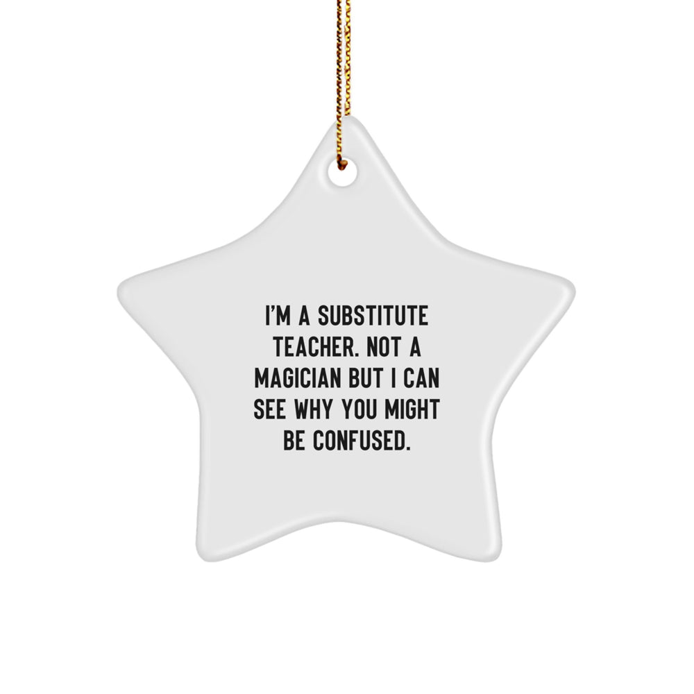 Funny Substitute Teacher Gifts from Friends - Christmas Unique Star Ornament for Substitute Teacher, 'I'm A Substitute Teacher. Not A Magician But I Can See Why You Might Be Confused.' - Image 1