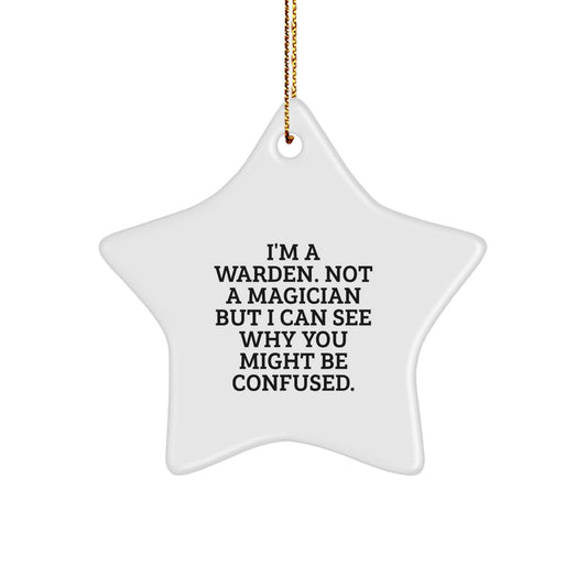 Christmas Unique Gift I'm a Warden Warden Star Ornament for Her Present - Image 1