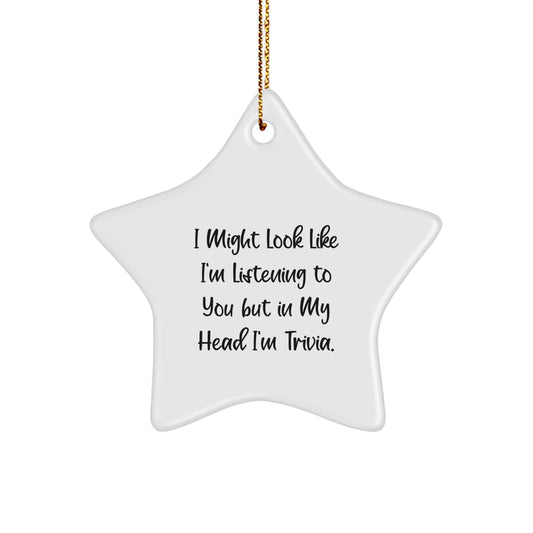 Trivia Star Ornament, Funny Quote Gifts for Friends, Christmas Unique Trivia Gifts from Family, Trivia Lovers' Star Ornament - Image 1