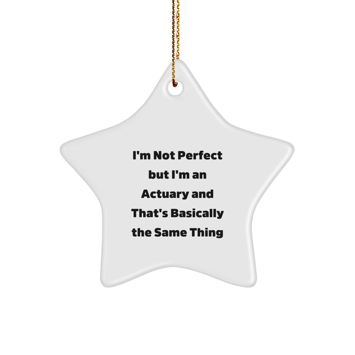 Funny Actuary Gifts from Friends, Unique Star Ornament for Christmas, 'I'm Not Perfect But I'm An Actuary' - Image 1