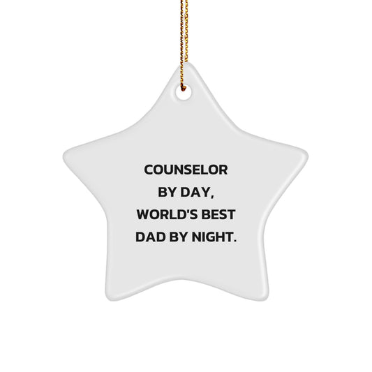 Counselor By Day, World's Best Dad By Night Ornament Gift for Him - Image 1
