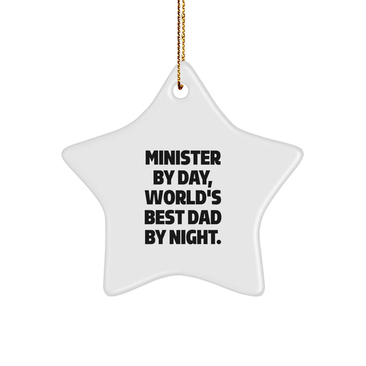 Minister Gifts, World's Best Dad By Night Star Ornament, Funny Christmas Decoration for Minister, Gifts from Men, Gifts for Minister, Perfect for Christmas - Image 1