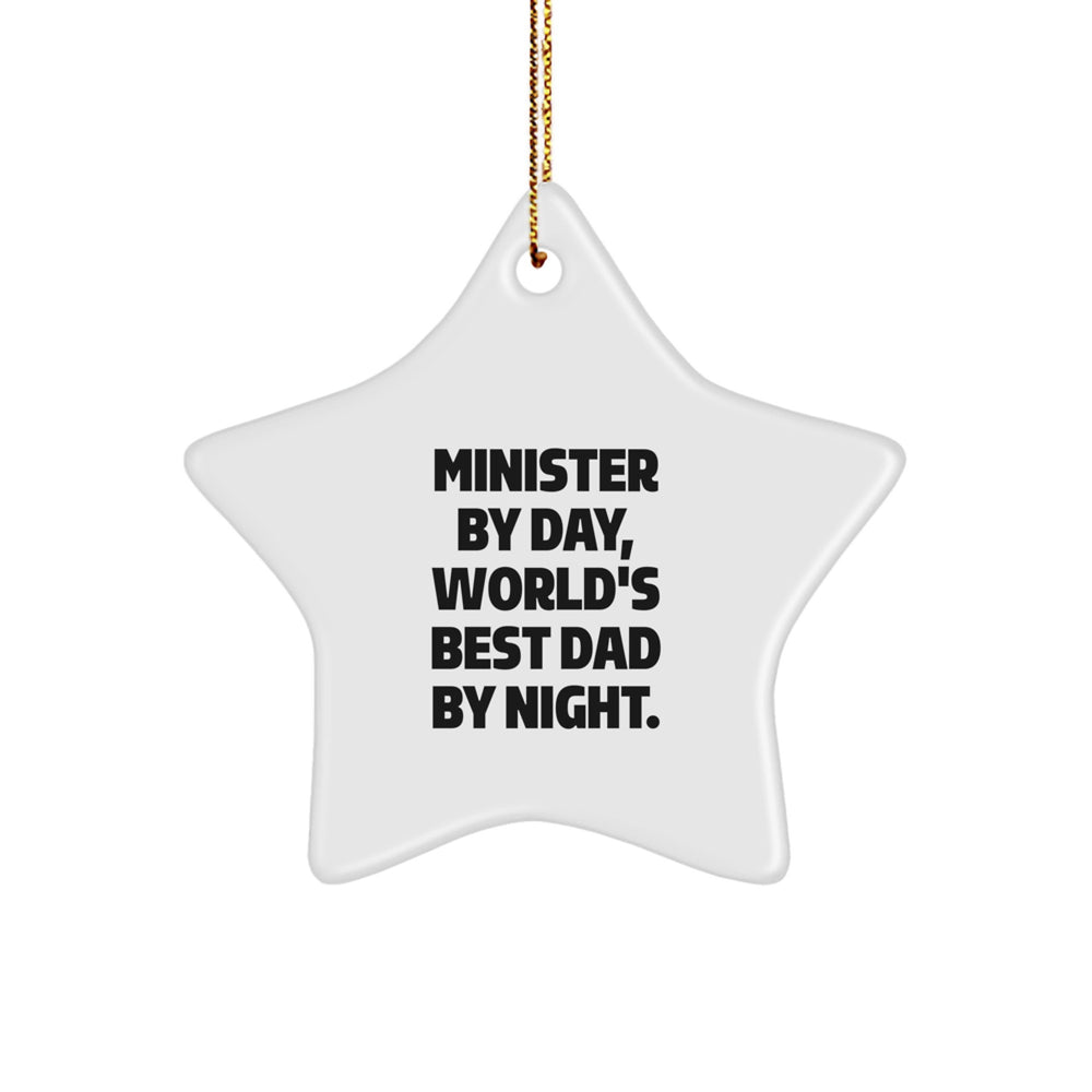 Minister Gifts, World's Best Dad By Night Star Ornament, Funny Christmas Decoration for Minister, Gifts from Men, Gifts for Minister, Perfect for Christmas - Image 1