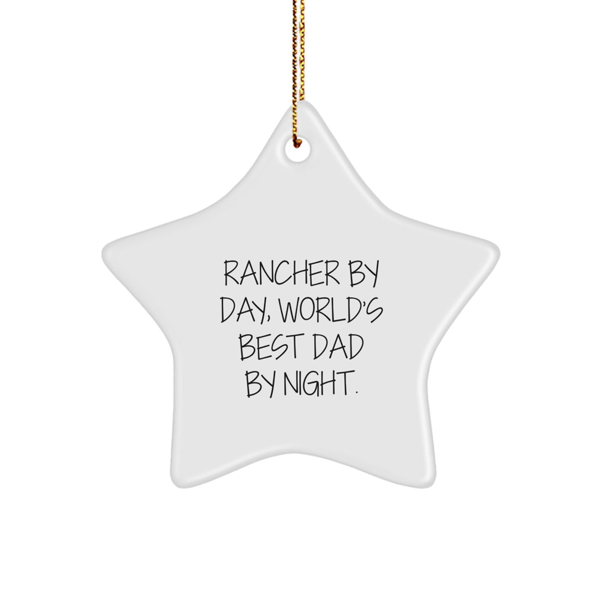 Rancher Gifts by Day, Star Ornament by Night, Funny Christmas Memorable Present for Men, Rancher By Day, World's Best Dad By Night, Gifts from Men to Rancher - Image 1