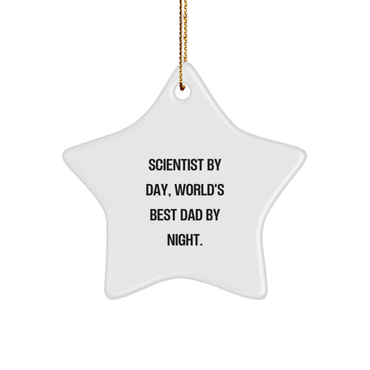 Scientist Gifts from Dad by Night, World's Best Star Ornament for Christmas - Image 1