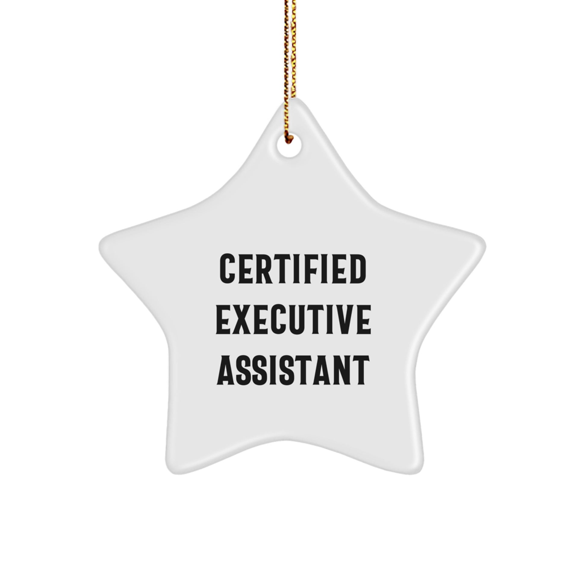 Funny Executive Assistant Gifts from Friends for Christmas - Star Ornament with 'Certified Executive Assistant' Quote, Unique Office Decorations for Women and Men - Image 1