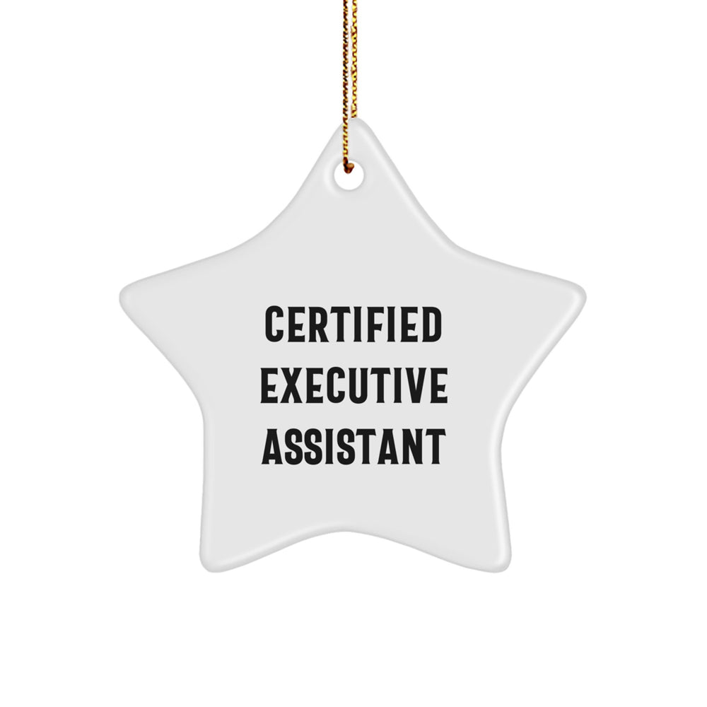 Funny Executive Assistant Gifts from Friends for Christmas - Star Ornament with 'Certified Executive Assistant' Quote, Unique Office Decorations for Women and Men - Image 1