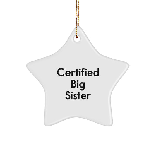 Funny Big Sister Gifts from Family - Certified Big Sister Star Ornament for Christmas Unique Gifts for Big Sister - Image 1