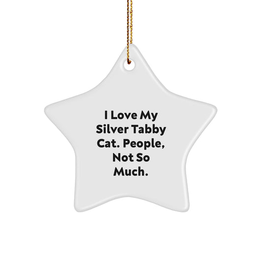 Silver Tabby Cat Christmas Unique Gifts, Funny Star Ornament, Gifts from Friends to Silver Tabby Cat Lovers - Image 1