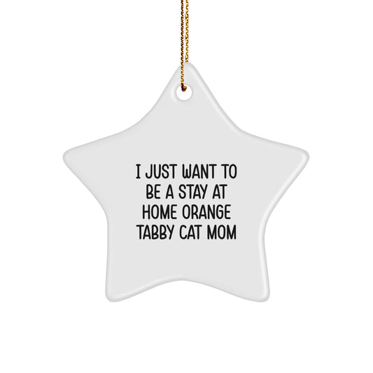 Funny Orange Tabby Cat Mom Christmas Star Ornament Gifts from Friends to Family - Image 1