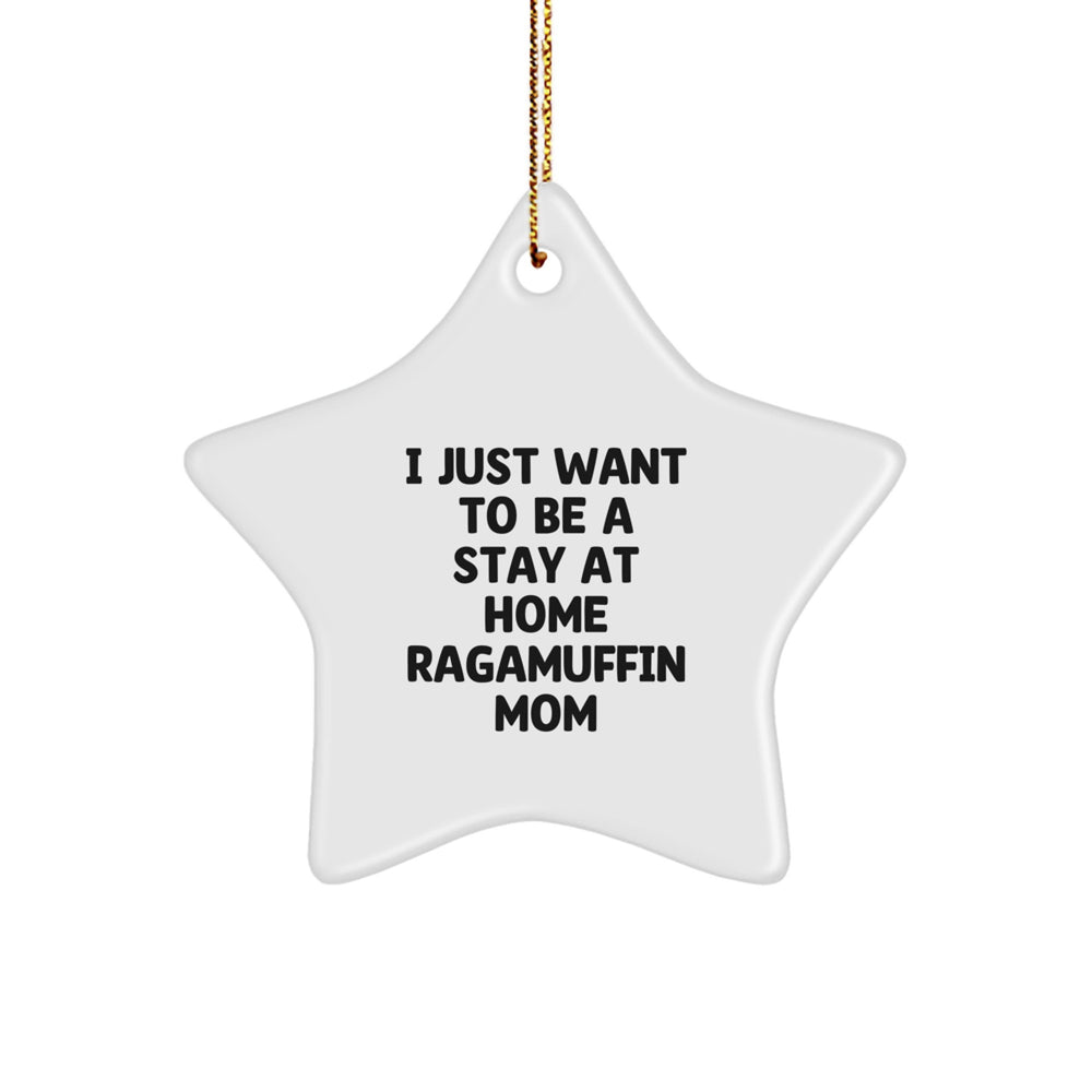 Ragamuffin Cat Mom's Christmas Unique Gift, 'I Just Want To Be A Stay At Home Ragamuffin Mom', Star Ornament Gifts from Family, for Ragamuffin Cat Lovers - Image 1