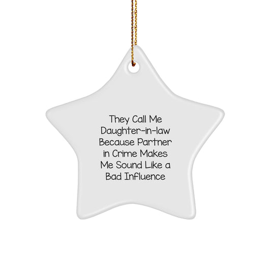 Funny Daughter-in-law Gifts Star Ornament for Christmas Partner In Crime, Gifts for Daughter-in-law from Men, Daughter-in-law Christmas Unique Gifts, Funny Daughter-in-law Star Ornament - Image 1