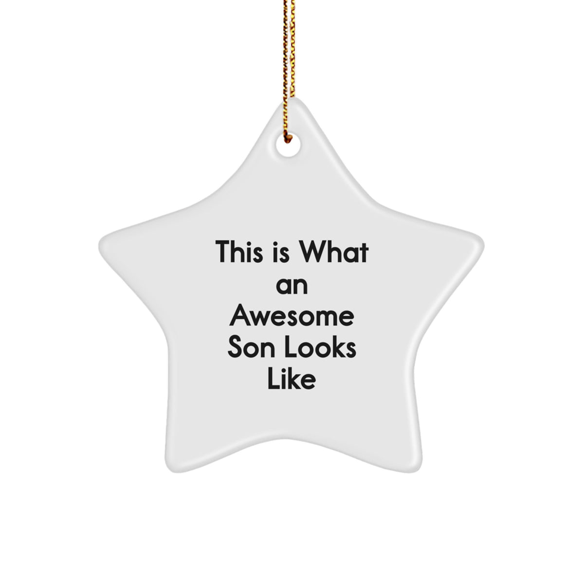 Funny Son Gifts from Family for Christmas - This Is What An Awesome Son Looks Like Star Ornament, White, 3.25" Tall - Image 1