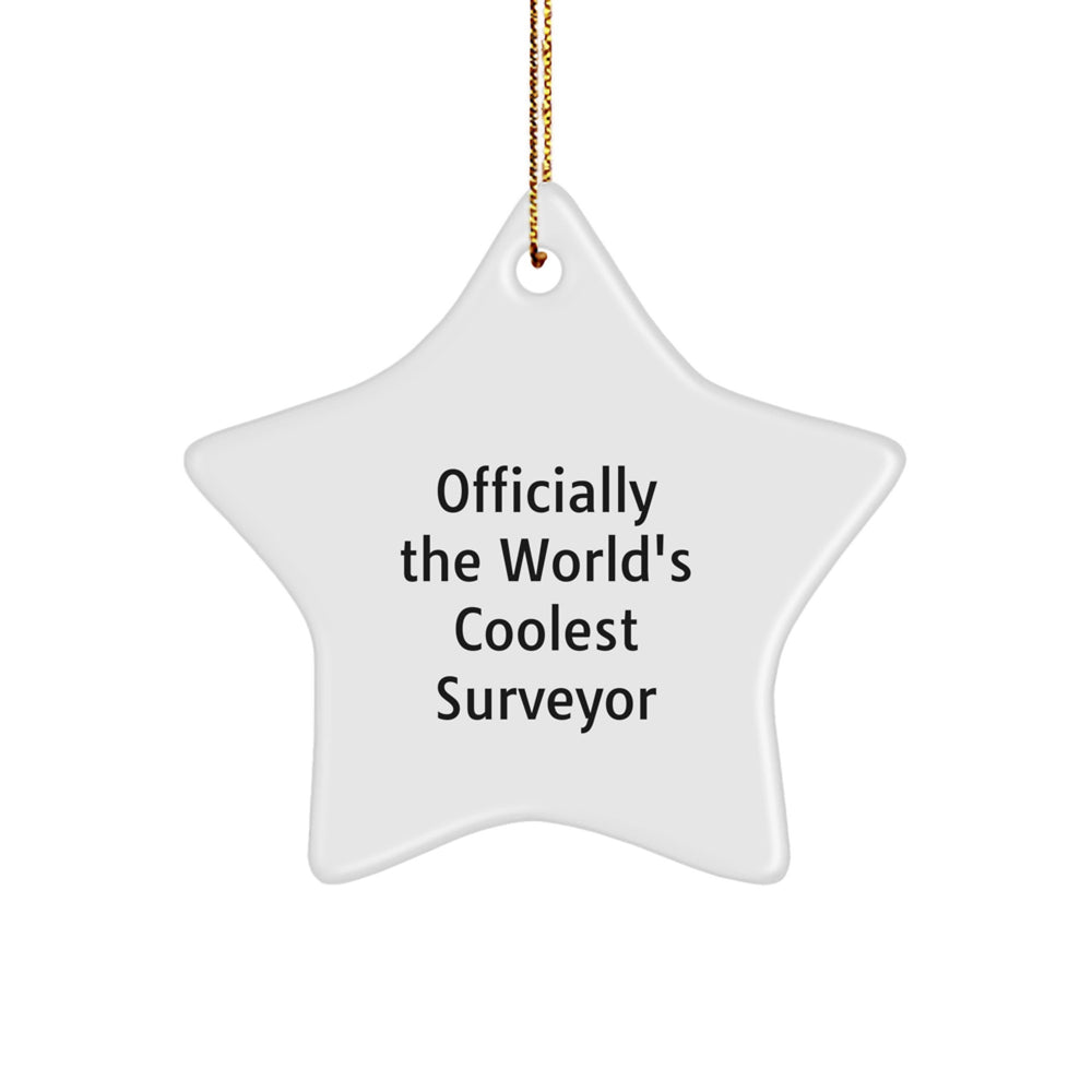Officially The World's Coolest Surveyor Star Ornament, Funny Surveyor Gifts for Men, Unique Christmas Unique Gifts for Surveyor Friends, 'Officially The World's Coolest Surveyor' Star Decoration - Image 1