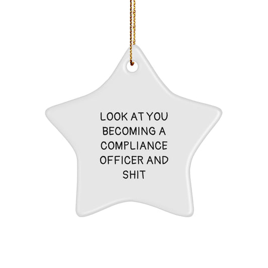 Funny Compliance Officer Star Ornament Gifts for Men Women Friends Coworkers Family - Compliance Officer Decorations Star Shaped White Color Christmas Unique - Image 1