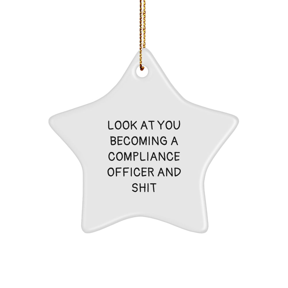 Funny Compliance Officer Star Ornament Gifts for Men Women Friends Coworkers Family - Compliance Officer Decorations Star Shaped White Color Christmas Unique - Image 1