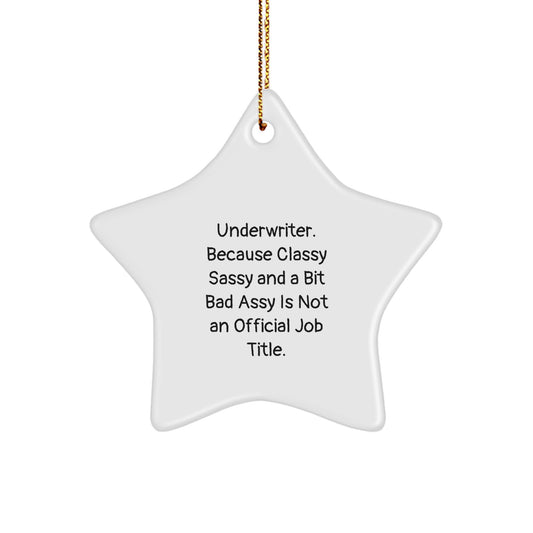 Underwriter Gifts from Friends, Underwriter Star Ornament, Funny Quote Christmas Unique Gifts - Image 1