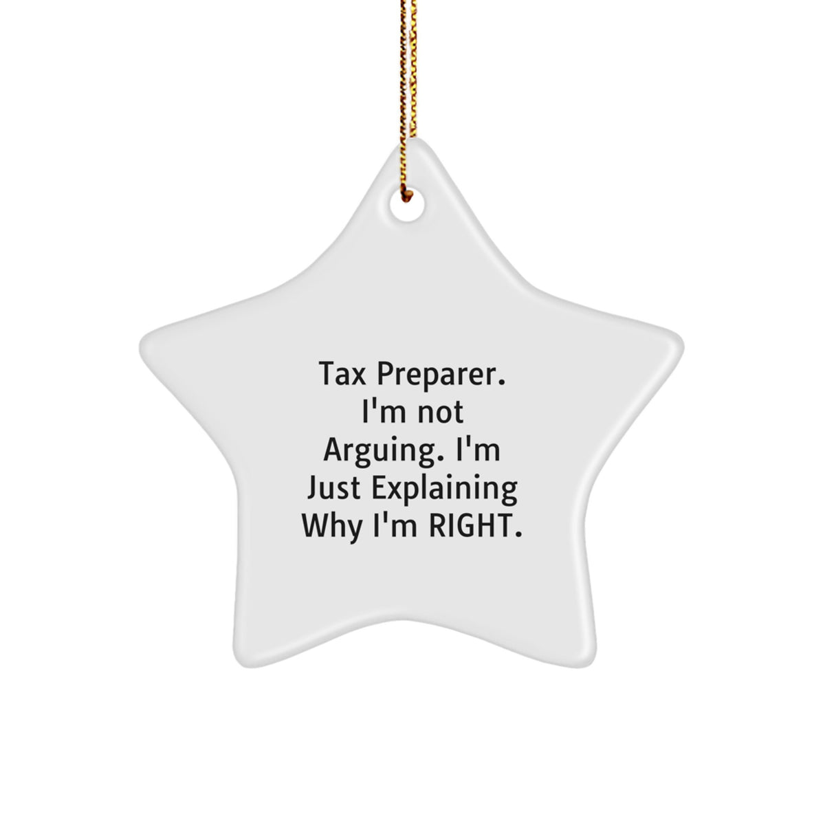 Funny Tax Preparer Gifts for Men from Friends, 'I'm Not Arguing. I'm Just Explaining Why I'm Right.' Star Ornament for Christmas - Image 1