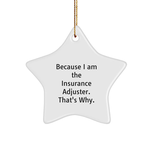 Funny Insurance Adjuster Gifts, Star Ornament because I Am The Insurance Adjuster. That's Why. Christmas Unique Gifts for Insurance Adjuster, Men, Women, Friends, Coworkers, Family from - Image 1